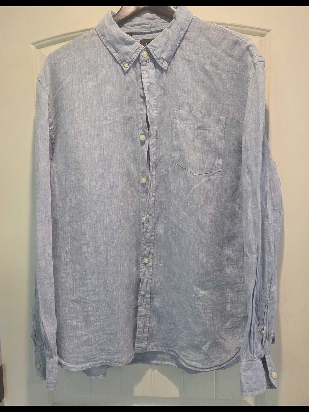 Jachs NY Men's Light Blue Casual Button-Down Linen Shirt
